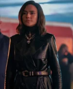 Ana de Armas Ballerina Double-Breasted Leather Trench Coat