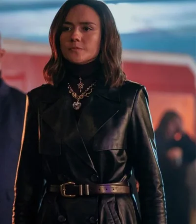 Ana de Armas Ballerina Double-Breasted Leather Trench Coat