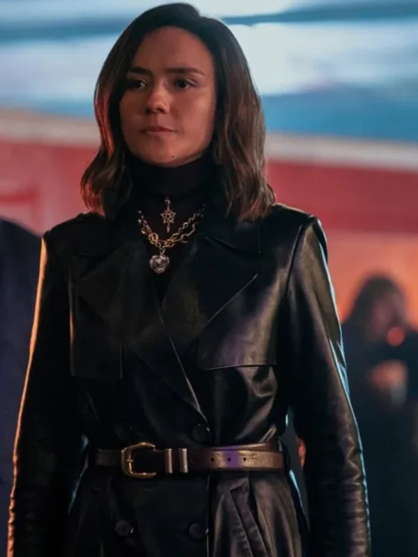 Ana de Armas Ballerina Double-Breasted Leather Trench Coat