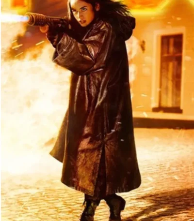 Ana de Armas Ballerina Hooded Oversized Leather Coat