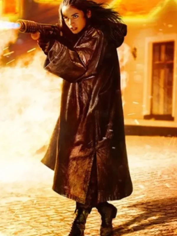 Ana de Armas Ballerina Hooded Oversized Leather Coat