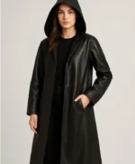 Ana de Armas Ballerina Hooded Oversized Leather Coat