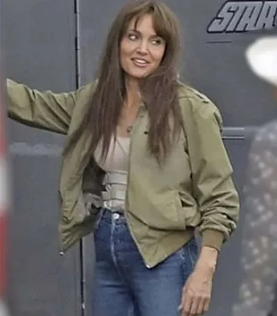 Angelina Jolie Those Who Wish Me Dead Green Bomber Jacket