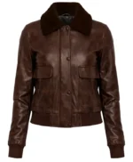Anna Brown Sheepskin Leather Women’s Bomber Jacket