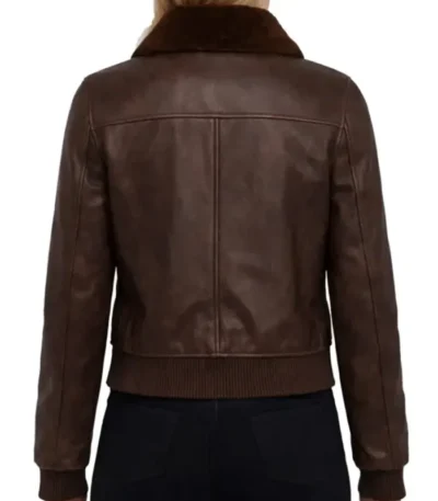 Anna Brown Sheepskin Leather Women’s Bomber Jacket