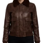 Anna Brown Sheepskin Leather Women’s Bomber Jacket