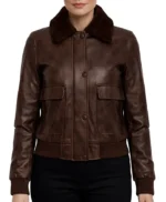 Anna Brown Sheepskin Leather Women’s Bomber Jacket