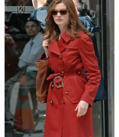 Anne Hathaway Red Trench Coat