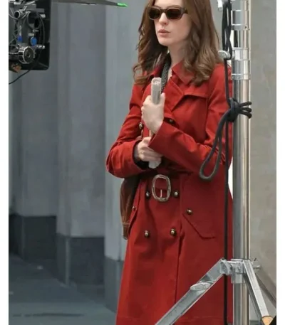 Anne Hathaway Red Trench Coat