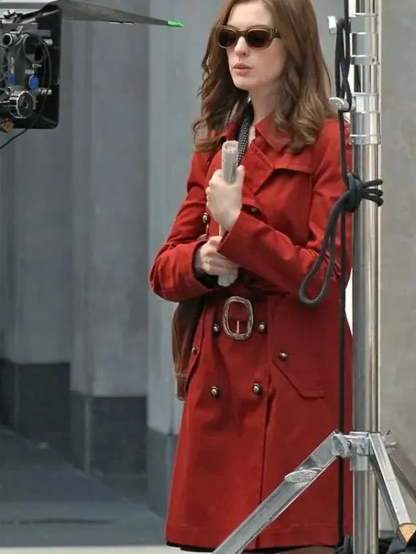 Anne Hathaway Red Trench Coat