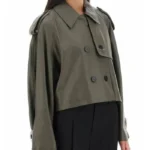Ashley Real Leather Green Cropped Trench Coat