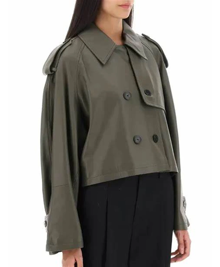 Ashley Real Leather Green Cropped Trench Coat Ashley Real Leather Green Cropped Trench Coat