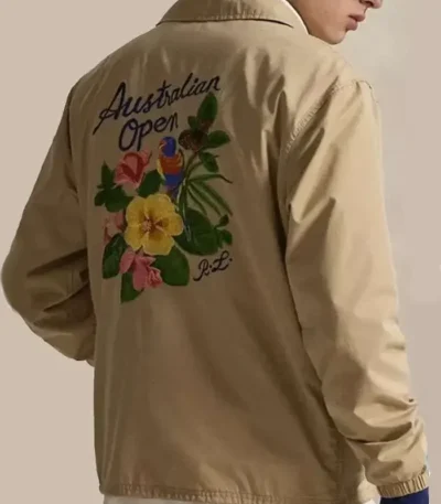 Australian Open Flower Embroidered Beige Jacket
