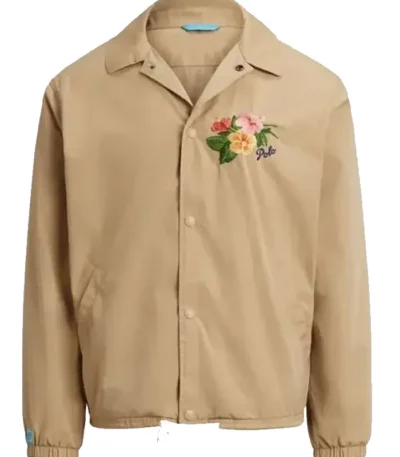 Australian Open Flower Embroidered Beige Jacket