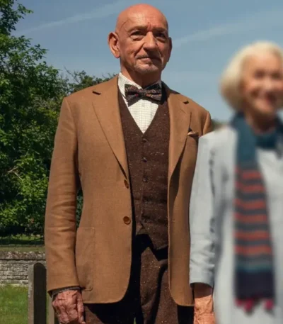 Ben Kingsley The Thursday Murder Club Brown Blazer