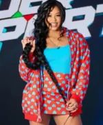 Bianca Belair Red and Blue Heart Bomber Jacket