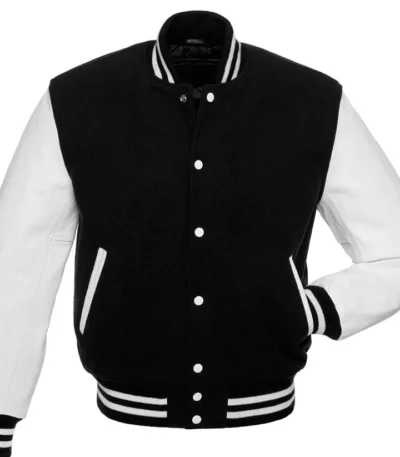 Black and White Letterman Varsity Jacket