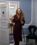 Blake Lively Another Simple Favor Maroon Coat