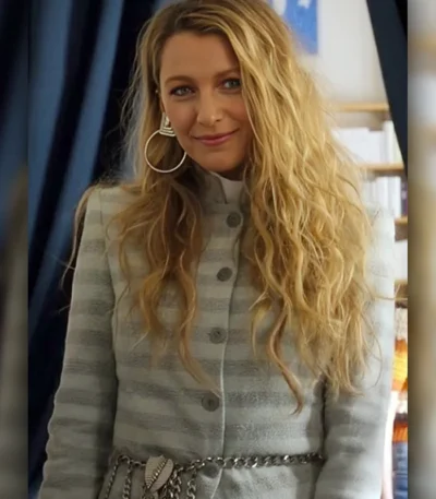Blake Lively Another Simple Favor Striped Coat