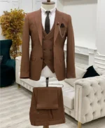 Bryson Fashion 3 Piece Groom Brown Suit
