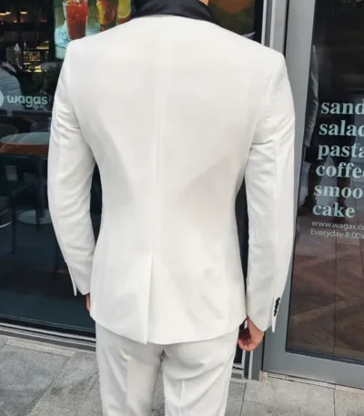 Javier Single Breasted 3 Piece White Tuxedo Suit