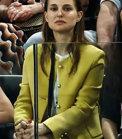 Natalie Portman Artistic Gymnastics Women Team Final Yellow Wool Coat