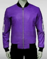 Unisex 8 Ball Purple Bomber Leather Jacket