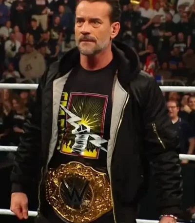 CM Punk Black Hooded Bomber Jacket