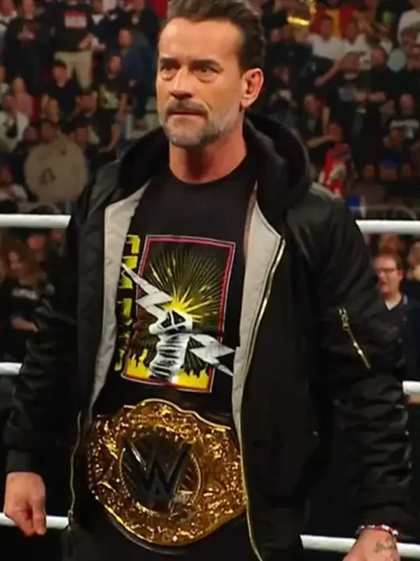 CM Punk Black Hooded Bomber Jacket