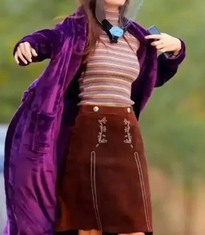 Daisy Jones & The Six 2023 Camila Morrone Purple Coat
