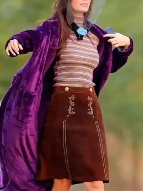 Daisy Jones & The Six 2023 Camila Morrone Purple Coat