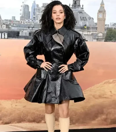 Chase Infiniti One Battle After Another Black Leather Coat