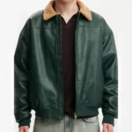 Cheryl Bryant Green Leather Aviator Jacket