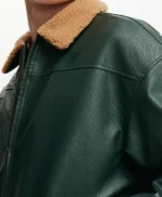 Cheryl Bryant Green Leather Aviator Jacket