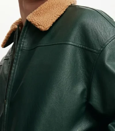 Cheryl Bryant Green Leather Aviator Jacket