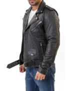 Classic Mens Black Premium Leather Motorcycle Jacket