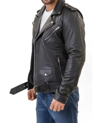 Classic Mens Black Premium Leather Motorcycle Jacket