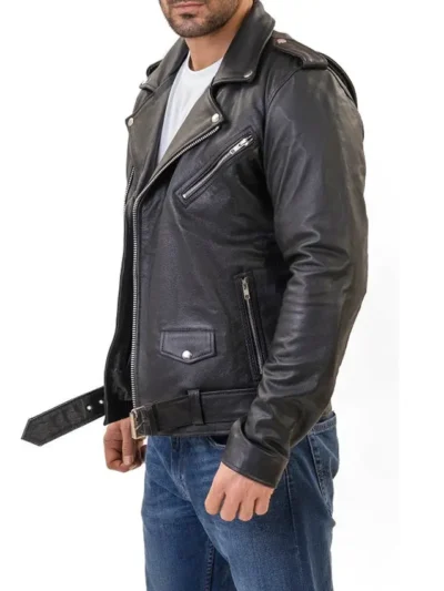 Classic Mens Black Premium Leather Motorcycle Jacket