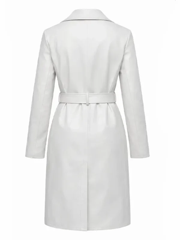 White Leather Trench Coat
