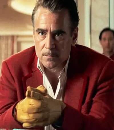 Colin Farrell Ballad of a Small Player Red Blazer