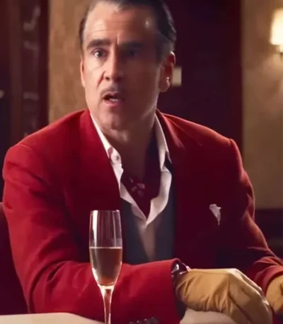 Colin Farrell Ballad of a Small Player Red Blazer