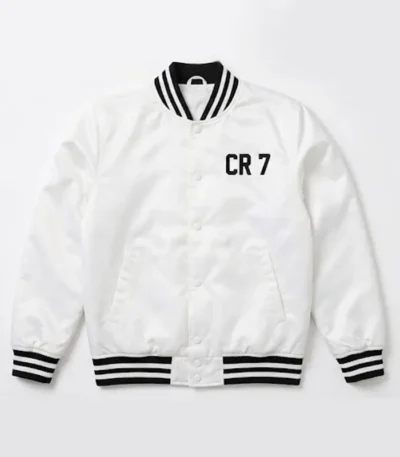 Cr7 White Bomber Jacket