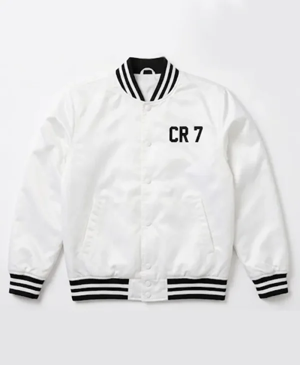 Cr7 White Bomber Jacket