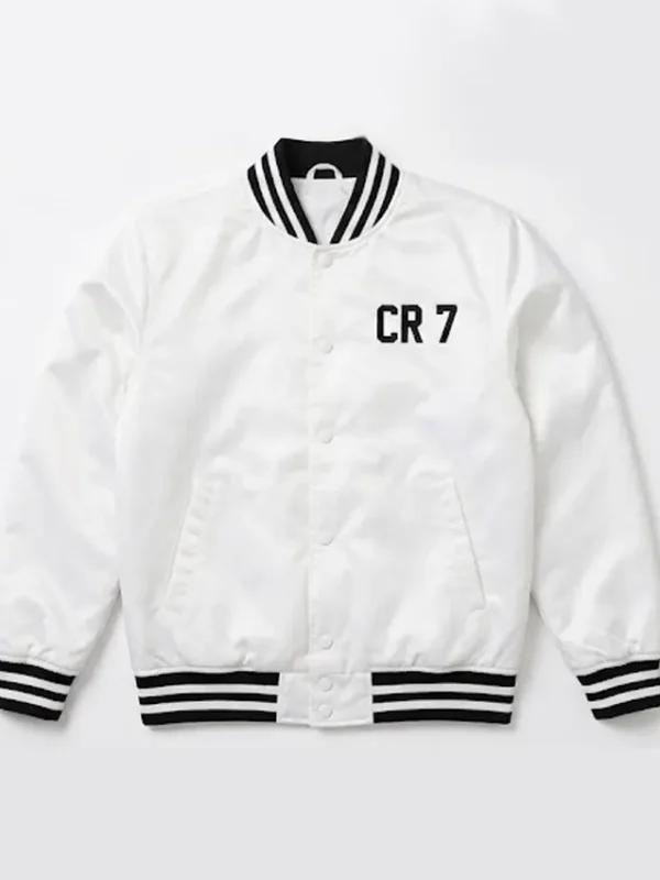 Cr7 White Bomber Jacket