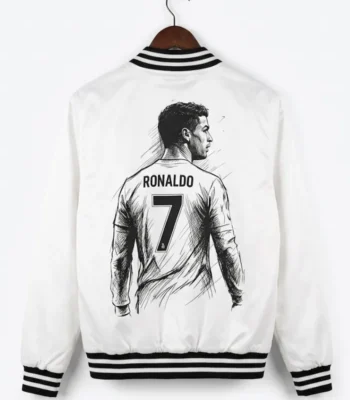 Cr7 White Bomber Jacket