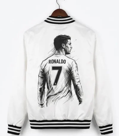 Cr7 White Bomber Jacket