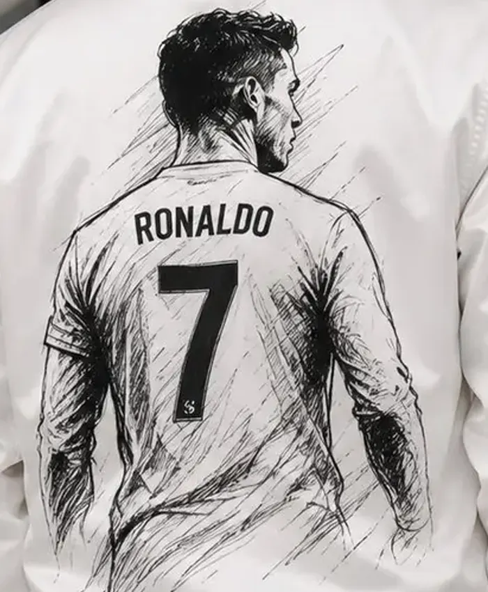 Cr7 White Bomber Jacket