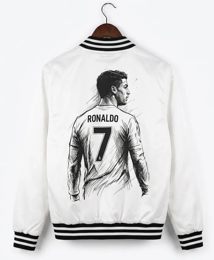 Cr7 White Bomber Jacket