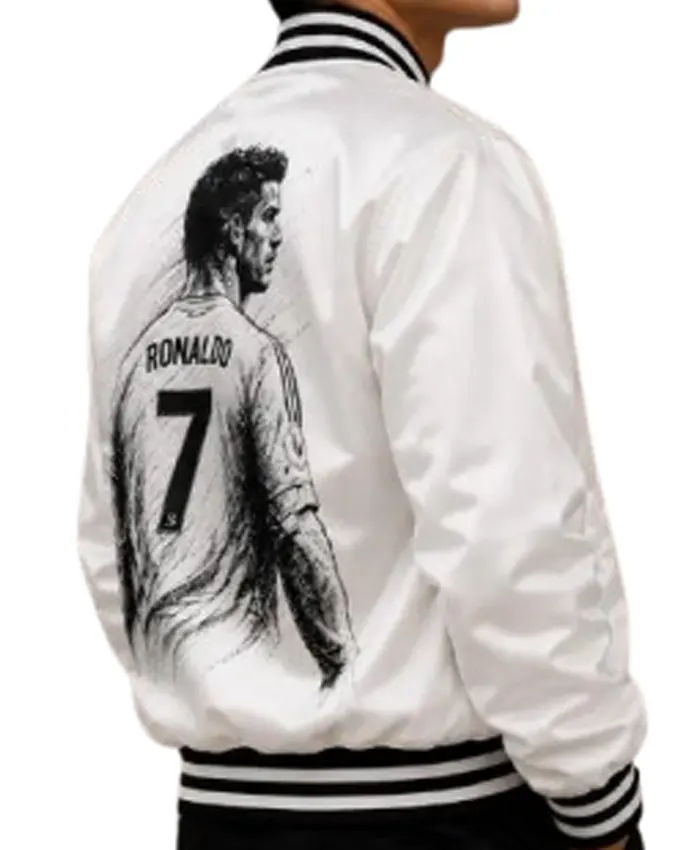 Cr7 White Bomber Jacket