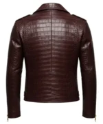 Crocodile Pattern Leather Moto Jacket